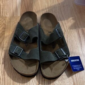 Birkenstock Olive Green Suede Sandals